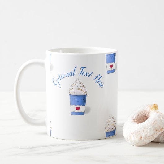 Latte en gehakte room (blauw) koffiemok (Met donut)