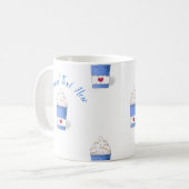 Latte en gehakte room (blauw) koffiemok (Voorkant links)