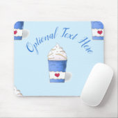 Latte en gehakte room (blauw) muismat (Met muis)