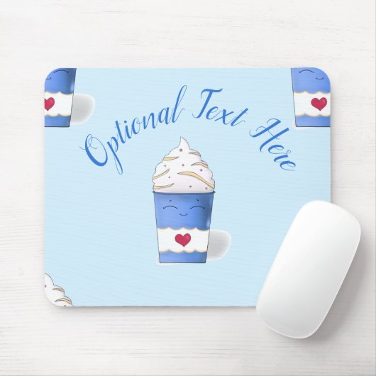 Latte en gehakte room (blauw) muismat (Met muis)