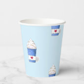 Latte en gehakte room (blauw) papieren bekers (Achterkant)