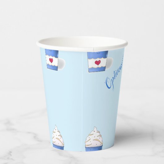 Latte en gehakte room (blauw) papieren bekers (Rechts)