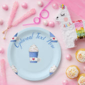 Latte en gehakte room (blauw) papieren bordje (Feest)