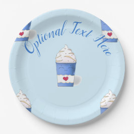 Latte en gehakte room (blauw) papieren bordje