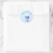 Latte en gehakte room (blauw) ronde sticker (Tas)