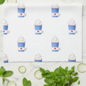 Latte en gehakte room (blauw) theedoek (Gevouwen)