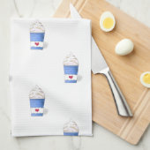 Latte en gehakte room (blauw) theedoek (Quarter Fold)