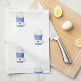 Latte en gehakte room (blauw) theedoek