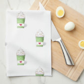 Latte en gehakte room (groen) theedoek (Quarter Fold)