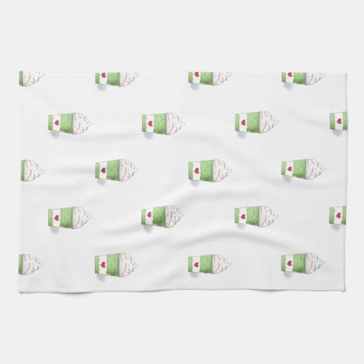 Latte en gehakte room (groen) theedoek (Horizontaal)