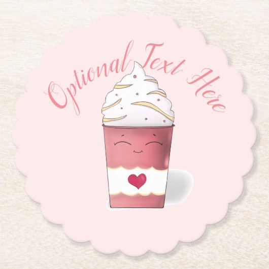 Latte en gehakte room (roze) kartonnen onderzetters (Voorkant)
