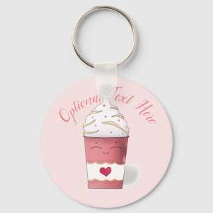 Latte en gehakte room (roze) sleutelhanger