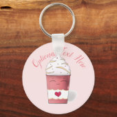 Latte en gehakte room (roze) sleutelhanger (Voorkant)