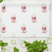 Latte en gehakte room (roze) theedoek (Gevouwen)