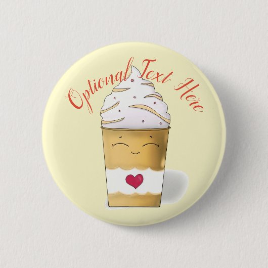 Latte en geslepen room (geel) ronde button 5,7 cm (Voorkant)