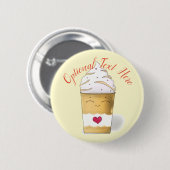 Latte en geslepen room (geel) ronde button 5,7 cm (Voorkant /achterkant)