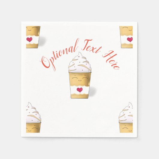 Latte en geslepen room (geel) servet (Voorkant)