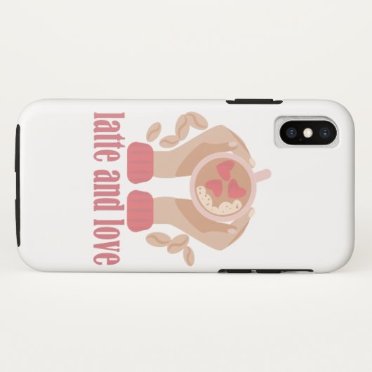 Latte en liefdesbeker, handen en koffie Case-Mate iPhone case (Achterkant (horizontaal))