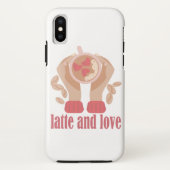 Latte en liefdesbeker, handen en koffie Case-Mate iPhone case (Achterkant)