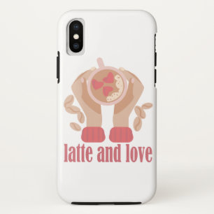 Latte en liefdesbeker, handen en koffie Case-Mate iPhone case