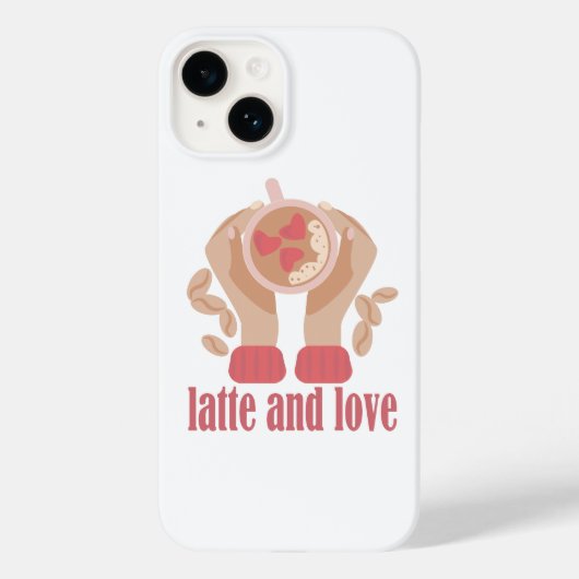 Latte en liefdesbeker, handen en koffie Case-Mate iPhone case (Achterkant)