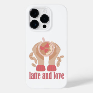 Latte en liefdesbeker, handen en koffie Case-Mate iPhone 14 pro hoesje
