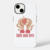 Latte en liefdesbeker, handen en koffie Case-Mate iPhone case (Achterkant)