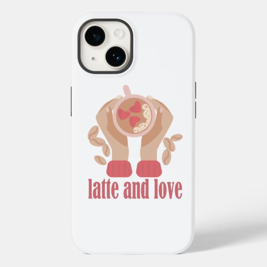 Latte en liefdesbeker, handen en koffie Case-Mate iPhone case (Achterkant)