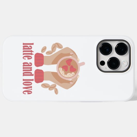 Latte en liefdesbeker, handen en koffie Case-Mate iPhone case (Achterkant (horizontaal))