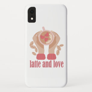 Latte en liefdesbeker, handen en koffie Case-Mate iPhone case