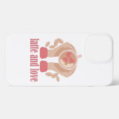 Latte en liefdesbeker, handen en koffie iPhone hoesje (Achterkant horizontaal)