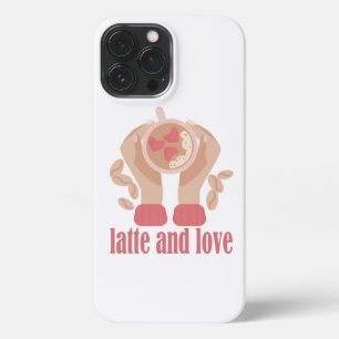 Latte en liefdesbeker, handen en koffie iPhone 13 pro max hoesje