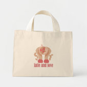 Latte en liefdesbeker, handen en koffie mini tote bag (Voorkant)