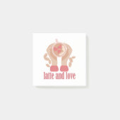 Latte en liefdesbeker, handen en koffie post-it® notes (Voorkant)