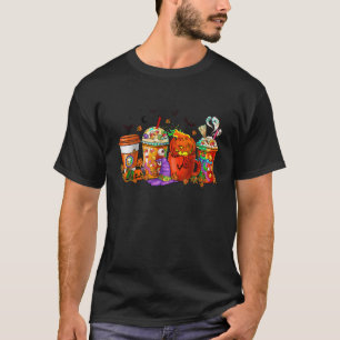 Latte enge herfst halloween horror iced koffiepomp t-shirt