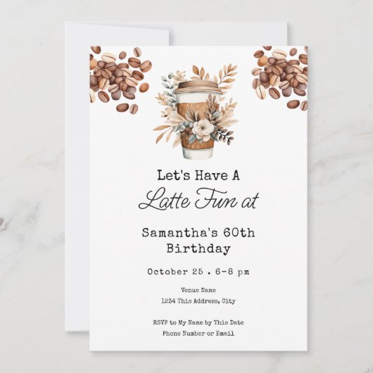 Latte Fun Coffee 60th Adult Birthday Kaart (Voorkant)
