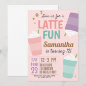 Latte Fun Coffee Birthday Uitnodiging (Voorkant / Achterkant)