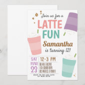 Latte Fun Coffee Birthday Uitnodiging (Voorkant / Achterkant)