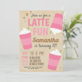 Latte Fun Coffee Birthday Uitnodiging (Staand voorkant)