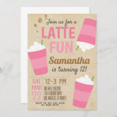 Latte Fun Coffee Birthday Uitnodiging (Voorkant / Achterkant)