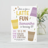 Latte Fun Coffee Birthday Uitnodiging (Staand voorkant)