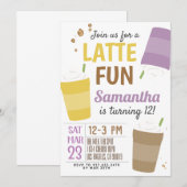 Latte Fun Coffee Birthday Uitnodiging (Voorkant / Achterkant)