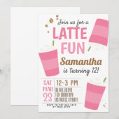 Latte Fun Coffee Birthday Uitnodiging (Voorkant / Achterkant)