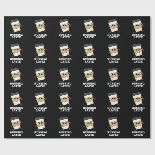 Latte Funny Coffee Pun Dark BG Cadeaupapier (Vlak)