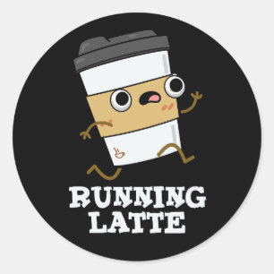 Latte Funny Coffee Pun Dark BG Ronde Sticker