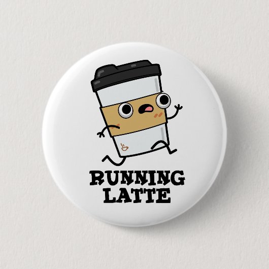 Latte Funny Coffee Pun Ronde Button 5,7 Cm (Voorkant)