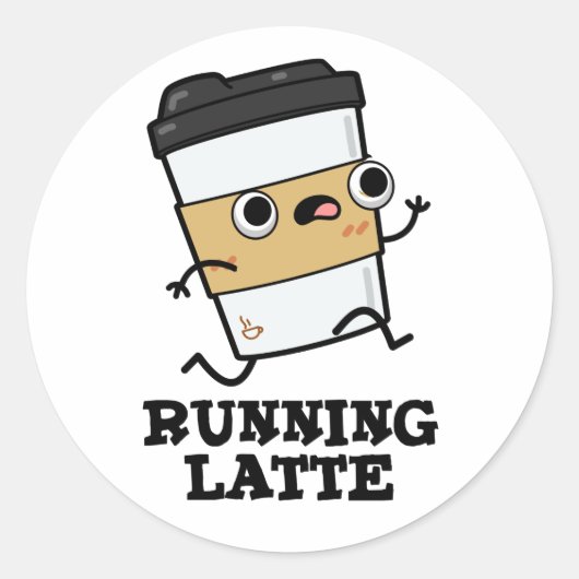 Latte Funny Coffee Pun Ronde Sticker (Voorkant)