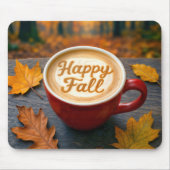 Latte Happy Herfst in rode Mok Muismat (Voorkant)