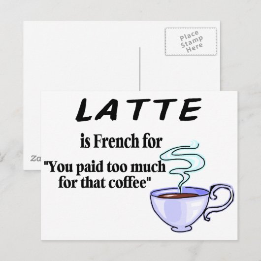 Latte is Frans voor... Briefkaart (Voorkant / Achterkant)