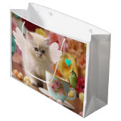 Latte Kitten en Budgie Gift Bag Groot Cadeauzakje (Voorkant Gekanteld)